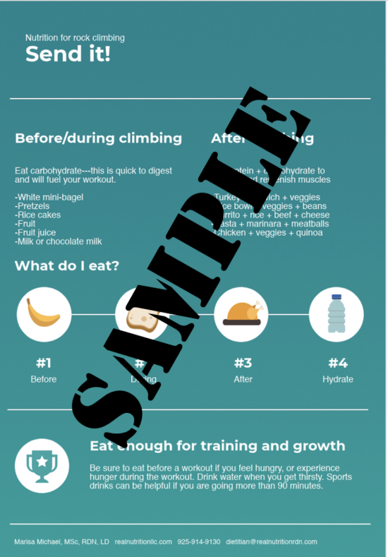 Climbing nutrition infographics